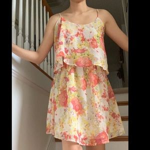 Forever 21 Orange & Yellow Floral Flowy Dress 🌼